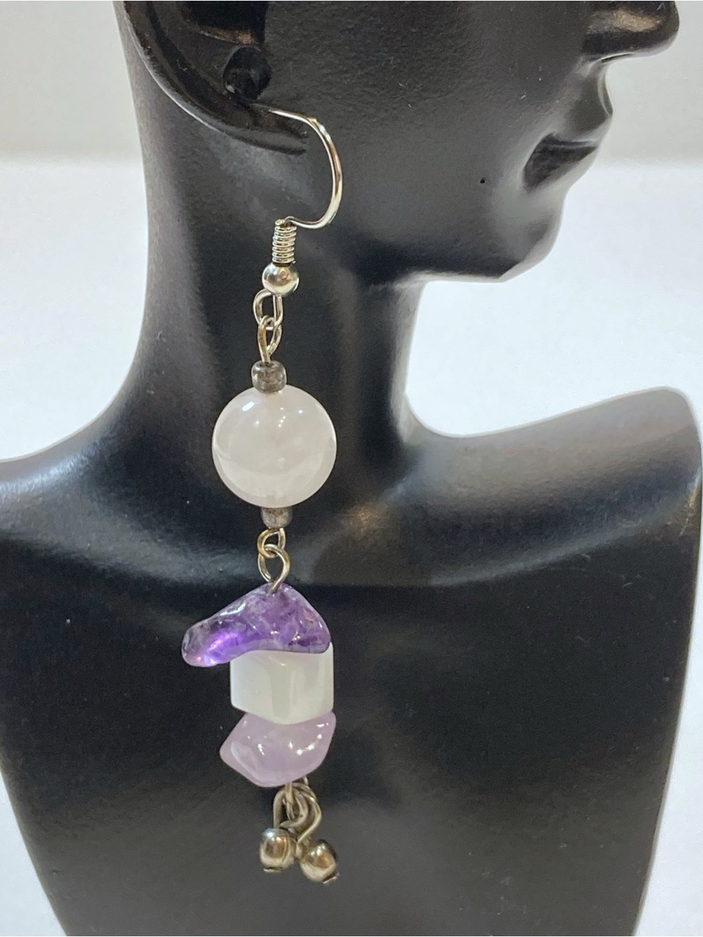 Handmade amethyst and rose quarts Dangle Earrings - Women Jewelry